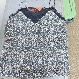 Olivia Rubin Leopard Print Lace Trim Cami Top